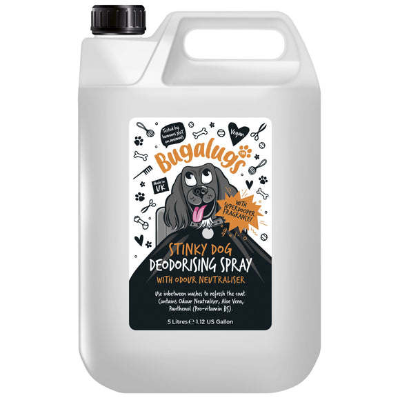 Bugalugs Stinky Dog Deodorising Spray 5L – Refreshing Coat Formula, Odor-Eliminating Action