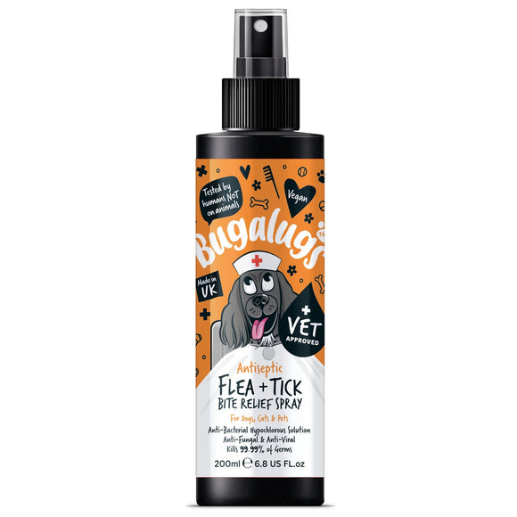 Bugalugs Antiseptic Flea & Tick Bite Relief Spray 200ml – Fast-Acting Soothing Formula, Gentle on Skin