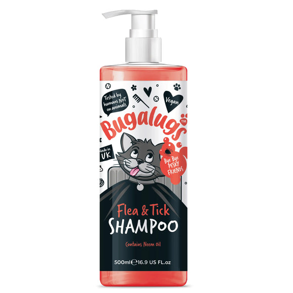 Bugalugs Flea & Tick Cat Shampoo 500ml – Gentle Cleansing Formula with Fast-Acting Relief