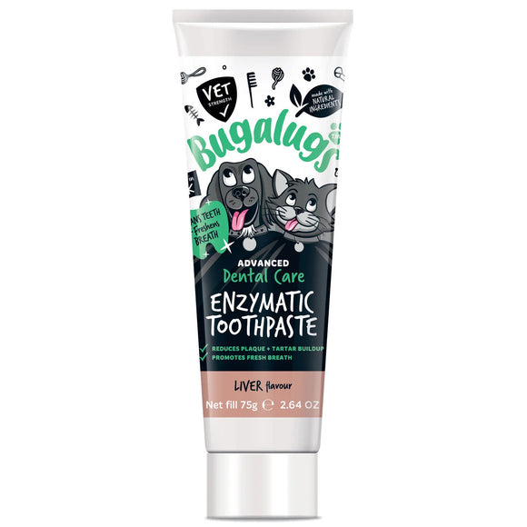 Bugalugs Enzymatic Toothpaste 75g – Liver Flavor, Gentle Cleaning Formula, Enzyme-Activated