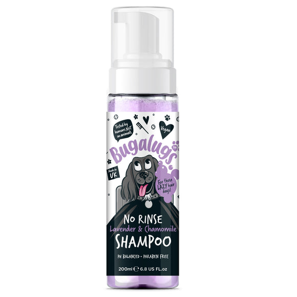 Bugalugs Lavender & Chamomile No Rinse Shampoo 200ml – Gentle Waterless Cleanser with Calming Scent