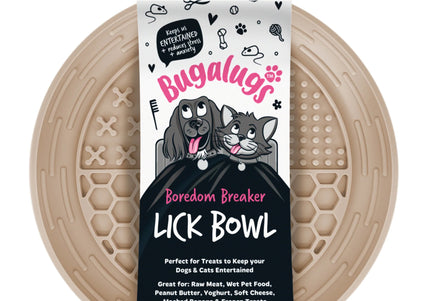 Bugalugs Lick Bowl Set – 4-Piece Beige Slow-Feeding Bowls, Durable and Easy-Clean