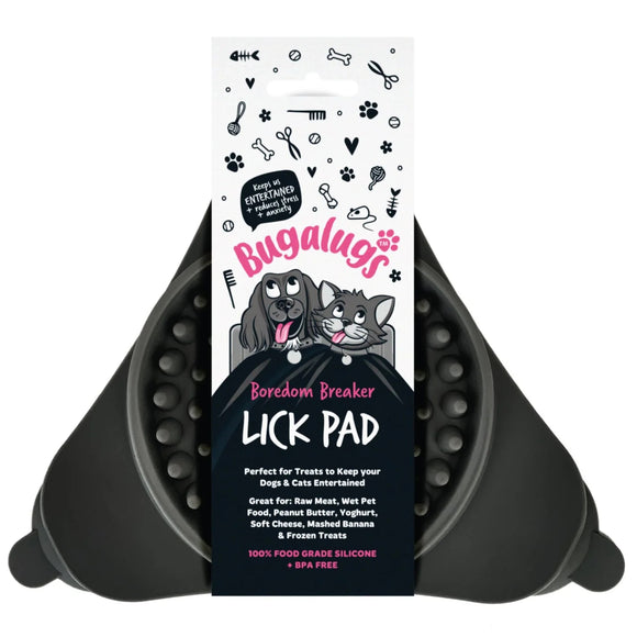 Bugalugs Triangle Lick Pad – Small Black Silicone Licking Mat, Calming and Easy-Clean Design