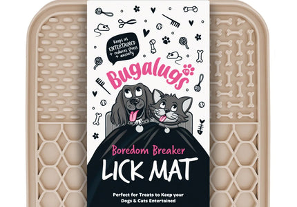Bugalugs Lick Mat – Three-Piece Beige Silicone Set, Calming and Slow-Feeding Design