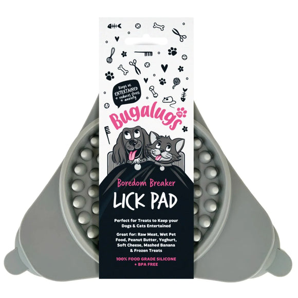 Bugalugs Triangle Lick Pad – Small Black Silicone Licking Mat, Calming and Easy-Clean Design