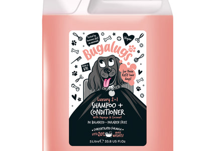 Bugalugs Luxury 2in1 Papaya & Coconut Shampoo and Conditioner – 5L, Nourishing Cleansing Formula