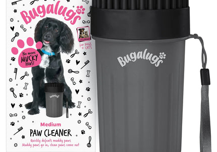 Bugalugs Paw Cleaner Medium – Black Silicone Cup with Soft Bristles, Quick Cleaning Solution