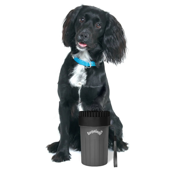 Bugalugs Paw Cleaner Medium – Black Silicone Cup with Soft Bristles, Quick Cleaning Solution
