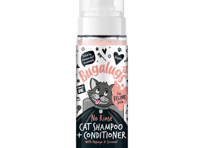 Bugalugs Papaya & Coconut 2in1 No Rinse Cat Shampoo 200ml – Cleansing and Conditioning Formula