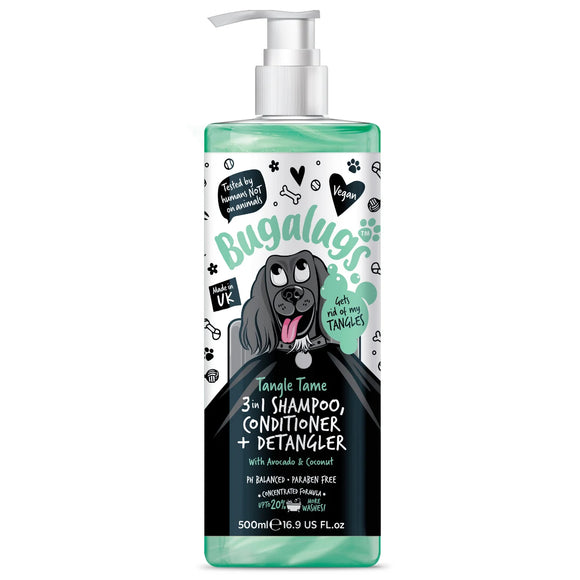 Bugalugs Tangle Tame 3in1 Shampoo – Conditioning and Detangling Formula, Avocado Coconut Scent, 500ml