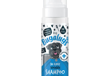 Bugalugs Wrinkle No Rinse Shampoo 200ml – Chlorhexidine Cleansing Foam for Skin Folds, Quick Application