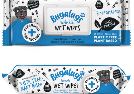 Bugalugs Wrinkle Wet Wipes – Chlorhexidine Cleansing Cloths, 80 Pack, Gentle Skin Fold Care