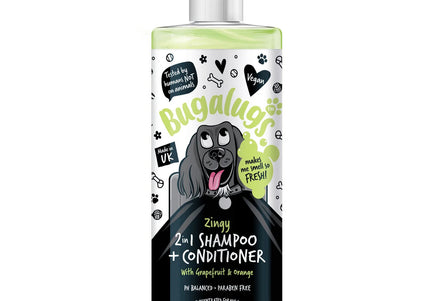 Bugalugs Zingy 2in1 Shampoo – Grapefruit Orange Scented Conditioning Formula, 500ml Bottle