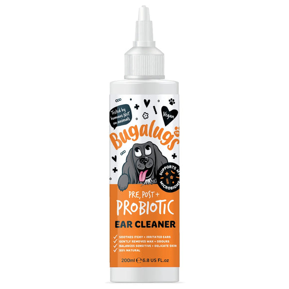 Bugalugs Pre, Post + Probiotic Dog Ear Cleaning Liquid 200ml