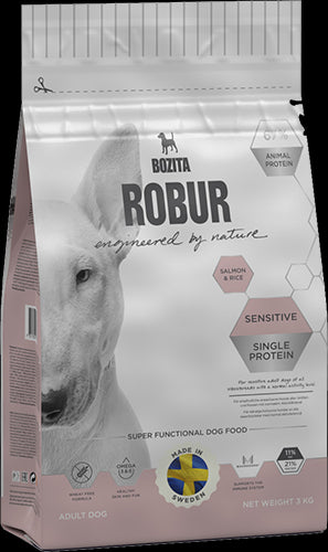 Robur Sensitive Single Protein Salmon and Rice – Balanced Adult Dog Food, 12.5 kg Bag