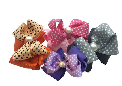 Groom Professional Glamour Pearl Big Bow Collar – Decorative Pearl-Embellished Bows, 10 Pack