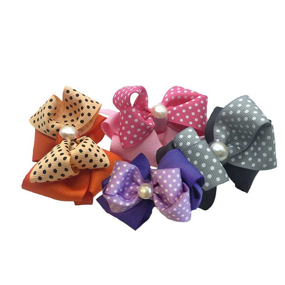 Groom Professional Glamour Pearl Big Bow Collar – Decorative Pearl-Embellished Bows, 10 Pack