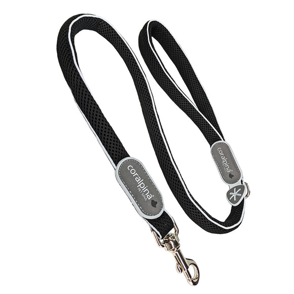 Coralpina Cinquetorri Mesh Leash – Lightweight Breathable Black Lead with Ergonomic Grip, 7/8" Width