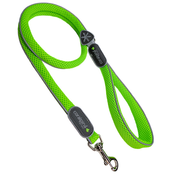 Coralpina Cinquetorri Leash Green Fluo – Lightweight Mesh Neon Green Leash, Ergonomic Design