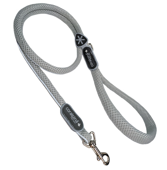Coralpina Cinquetorri Leash Light Grey – Mesh Lightweight Lead, Soft Grip, 7/8" Width
