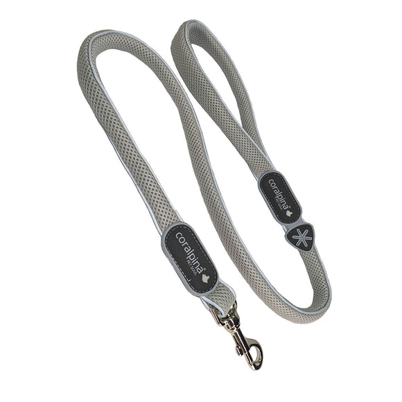 Coralpina Cinquetorri Leash Light Grey – Mesh Lightweight Lead, Soft Grip, 7/8" Width