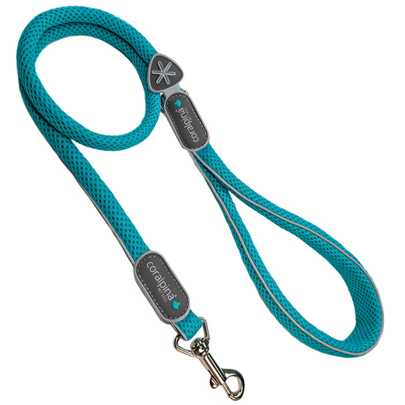 Coralpina Cinquetorri Mesh Leash – Lightweight Turquoise Lead with Breathable Design, 7/8" Width