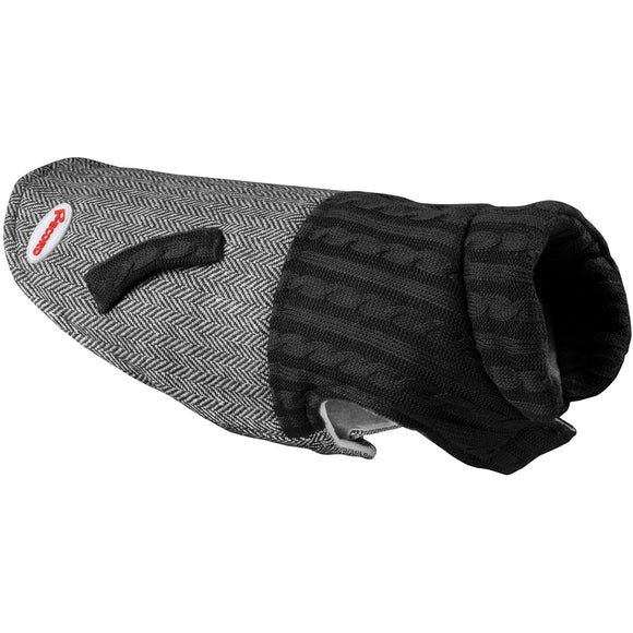 Record Coat Jersey Black – Stylish Dog Jacket with Herringbone Pattern, Velcro Fastening, 25cm Length