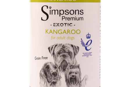 Simpsons Premium Exotic Kangaroo Wet Dog Food – Grain-Free Recipe with Vegetables, 24 x 400g Cans