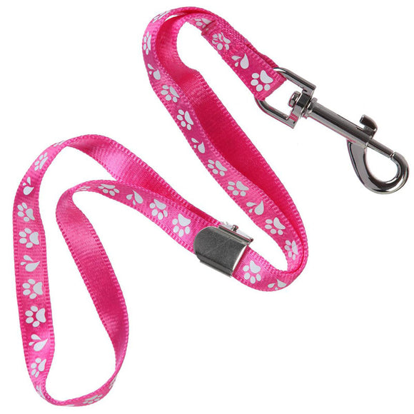Groom Professional Ajax Pro Nylon Grooming Leash 42cm – Pink with White Paw Print, 1.5cm Wide