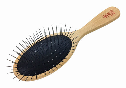 Yento 60-60 Pin Brush – Oval Beech Wood Grooming Brush with Soft Pins
