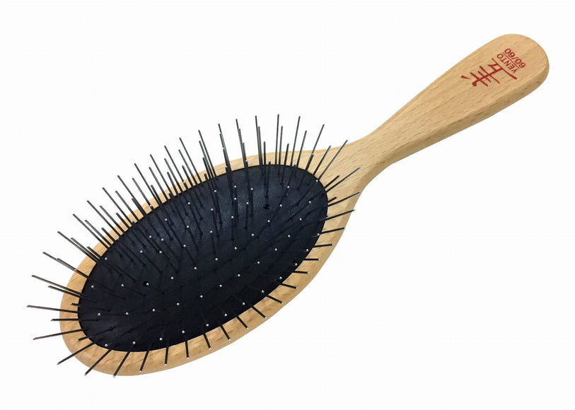 Yento 60-60 Pin Brush – Oval Beech Wood Grooming Brush with Soft Pins