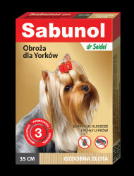 Dr. Seidel Sabunol Decorative Gold Collar 35cm – Tick and Flea Protection for Yorkies