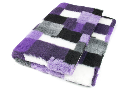 DryBed A+ Anti-Slip Grooming Bed – Purple Check Patchwork, 150x100cm, Durable Comfort