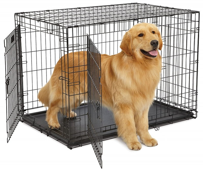 MidWest ConTour 842 DD Dog Cage – Black Metal Crate with Plastic Floor, 109x72x77cm