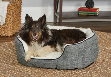 MidWest QT Deluxe Tulip Nesting Evergreen High Sided Dog Bed, Gray, Medium – Plush Supportive Comfort