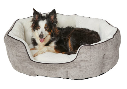 MidWest QT Deluxe Tulip Nesting Dog Bed – High Sided, Soft Taupe, Medium Size