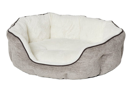 MidWest QT Deluxe Tulip Nesting Dog Bed – High Sided, Soft Taupe, Medium Size