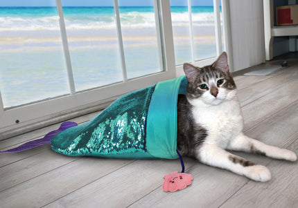 KONG Play Spaces SeaQuins Cat Tunnel – Mermaid Tail Design, Sequined, Rustling Interactive Toy