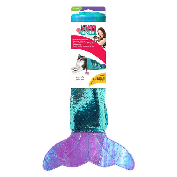 KONG Play Spaces SeaQuins Cat Tunnel – Mermaid Tail Design, Sequined, Rustling Interactive Toy