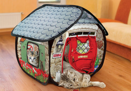 KONG Play Spaces Bungalow Foldable Cat Playhouse – Soft Fabric, Portable Design