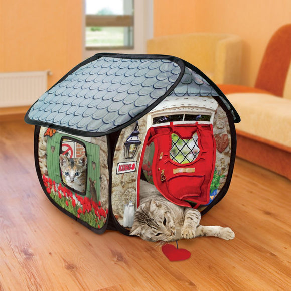 KONG Play Spaces Bungalow Foldable Cat Playhouse – Soft Fabric, Portable Design