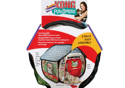 KONG Play Spaces Bungalow Foldable Cat Playhouse – Soft Fabric, Portable Design
