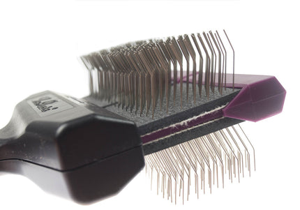 Les Poochs Purple Hard Pro Brush 9cm – Original Flexible Head Grooming Brush, Hard Bristles