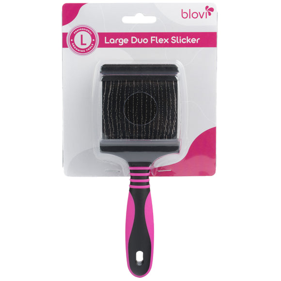 Blovi Large Duo Flex Slicker Brush – Double-Sided Flexible Grooming Tool, Large Size