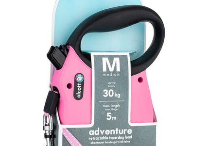 Alcott Adventure Retractable Leash Pink – Reflective Large Retractable Dog Leash, Durable Design
