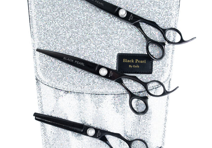 Geib Black Pearl Scissors Set 7.5in – Japanese Cobalt Steel, Professional Cutting and Thinning, 3 Pieces
