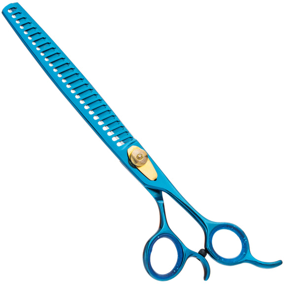 Geib Kiss Gold Blue Chunker 8.5" – Single-Sided Thinning Grooming Scissors, 26 Teeth, Blue Finish