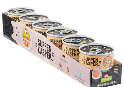 GranataPet Suppenkasper Cat Soup – Beef and Turkey Recipe, 12 x 70g, Nutritious Wet Food