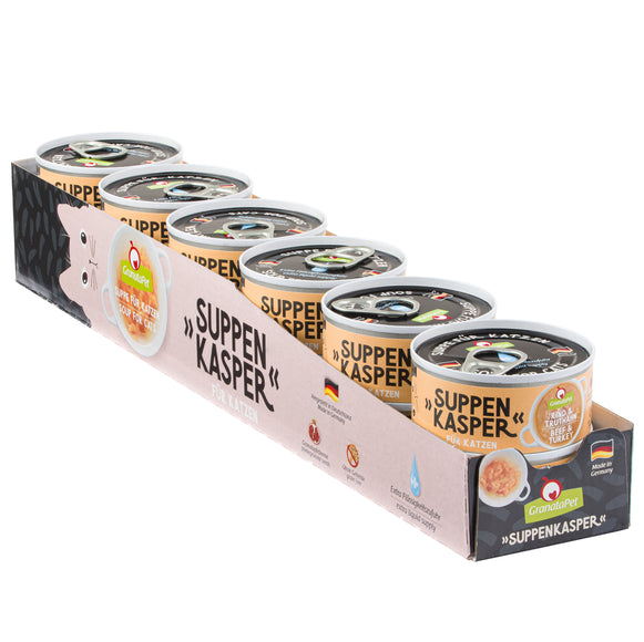 GranataPet Suppenkasper Cat Soup – Beef and Turkey Recipe, 12 x 70g, Nutritious Wet Food