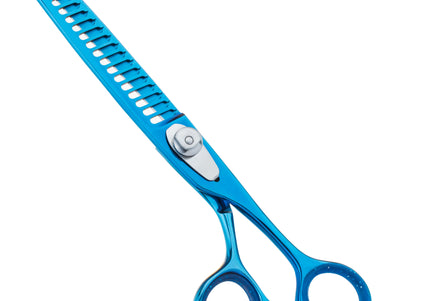 Geib Kiss Silver Blue Chunker 7.5in – Single-Sided Thinning Scissors, 21 Teeth, Blue Finish